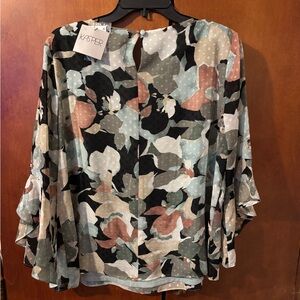 Kasper Women's Abstract Blouse - Black, White, Green, Pink